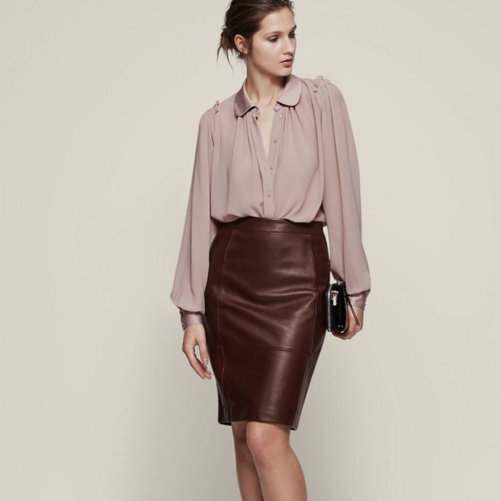 Reiss Olivia Leather Skirt